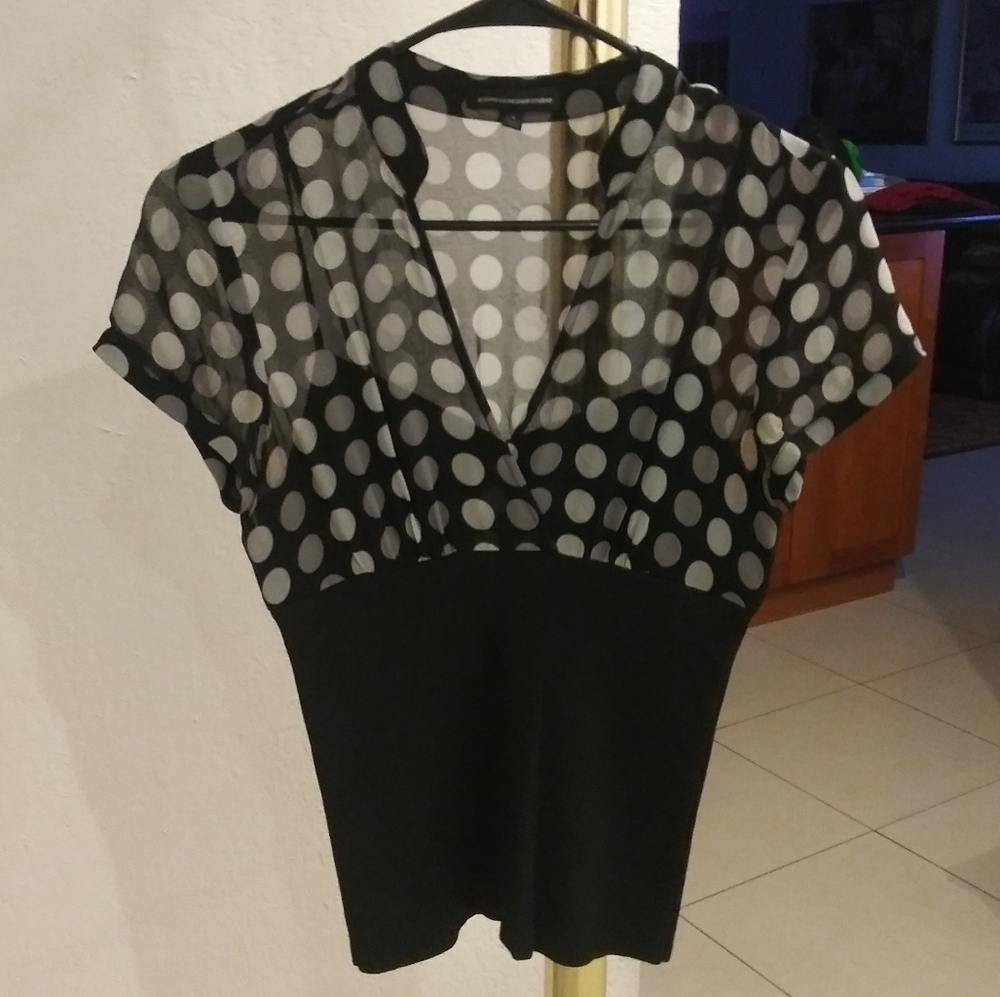Express Design Studio Sheer Polka Dot Blouse